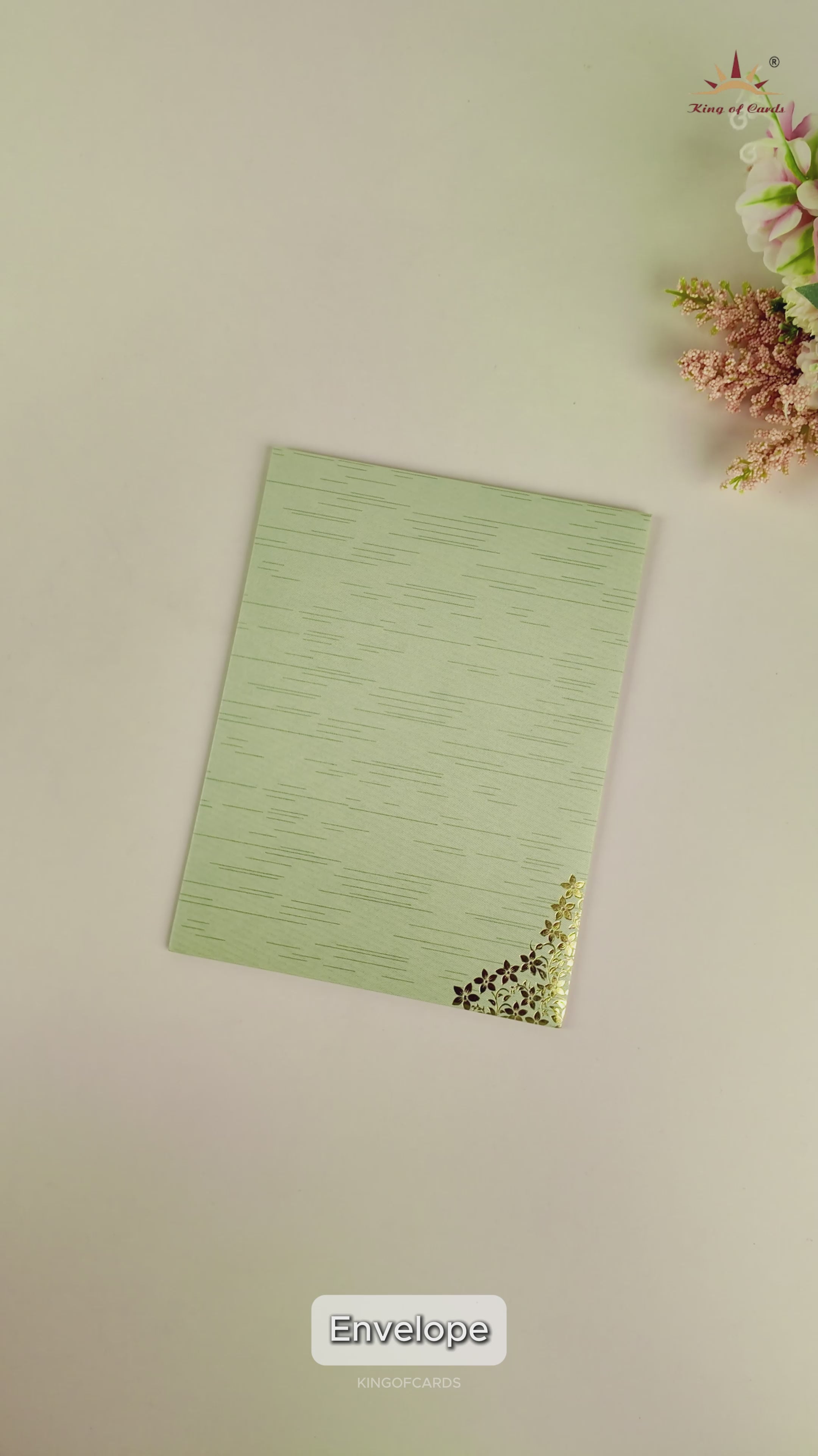 Pastel Green Floral Ganesha Wedding Card - KNRM7082N