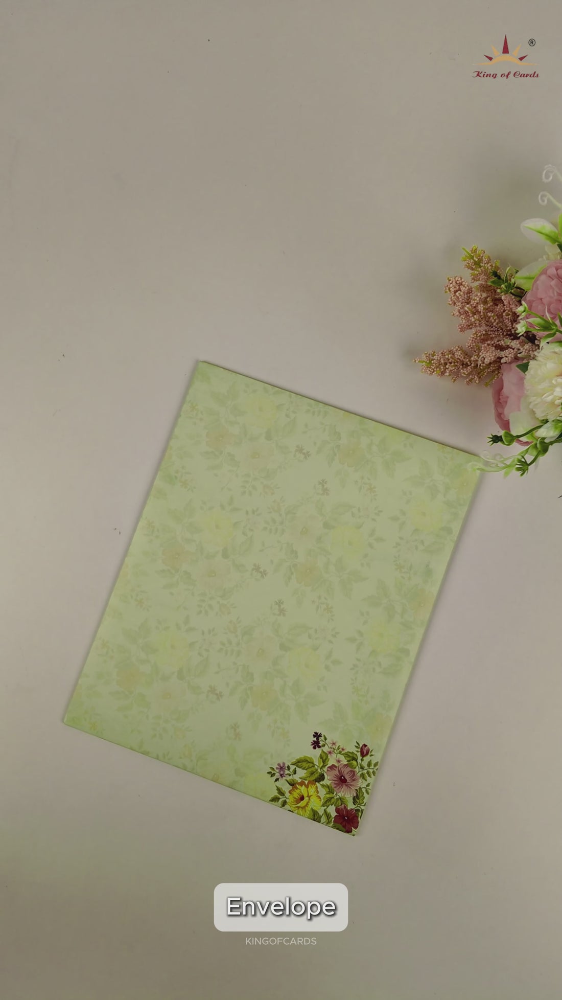 Light Green Floral Wedding Card - KNKJ1091