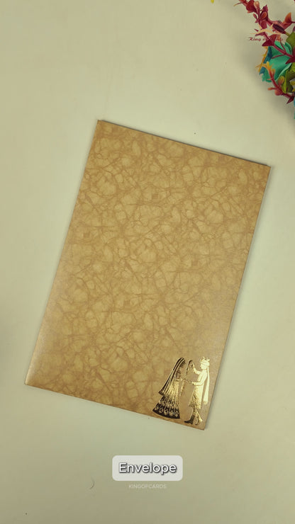 Gold Door Style Bride Groom Wedding Card-KNK3602BR