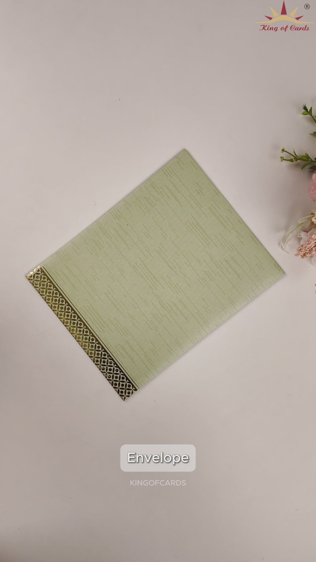 Pista Green shiny Ganesha Wedding Card-KNKR5031G