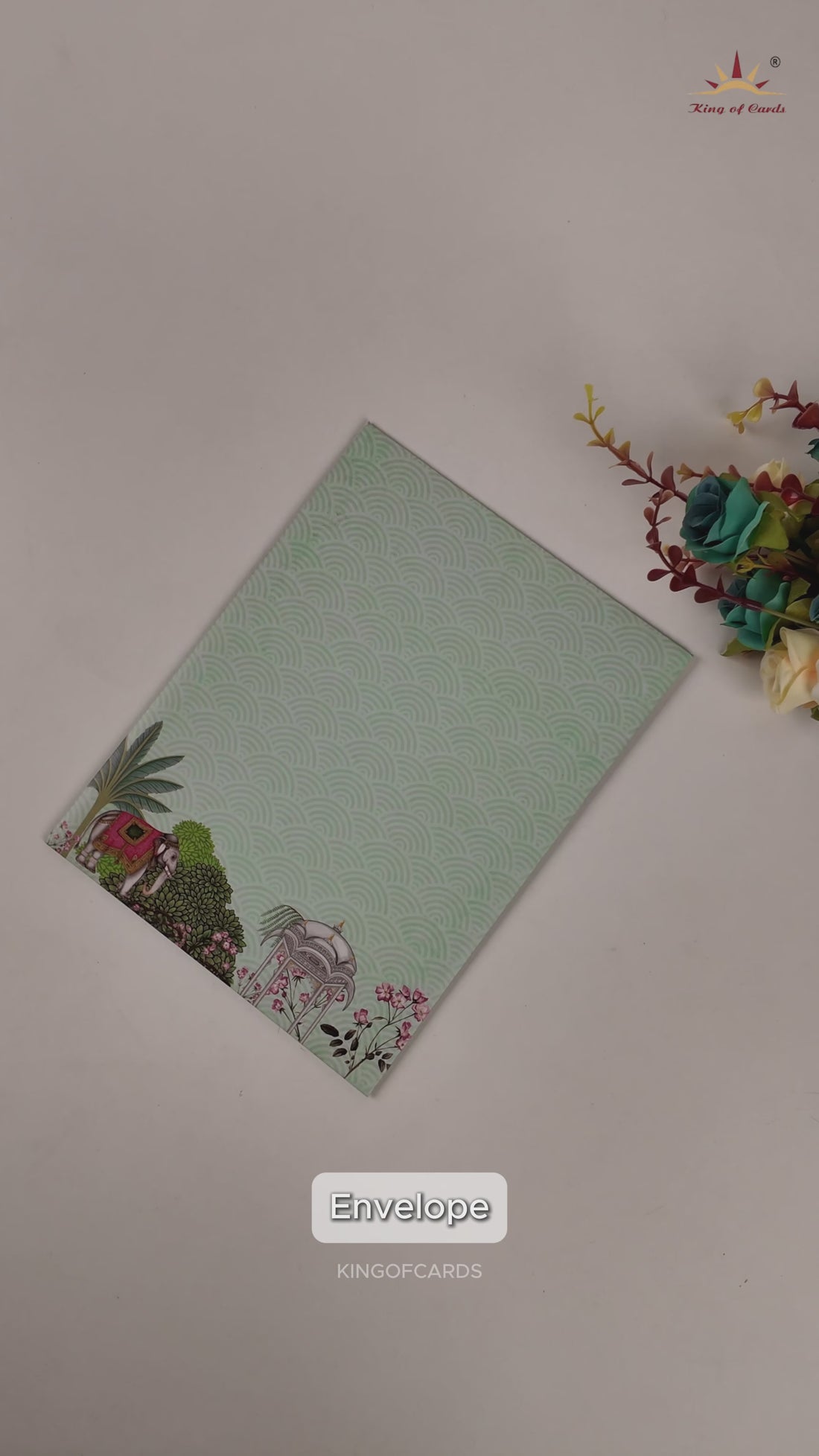 Green Floral Palace Invitation Card - KNKC4077