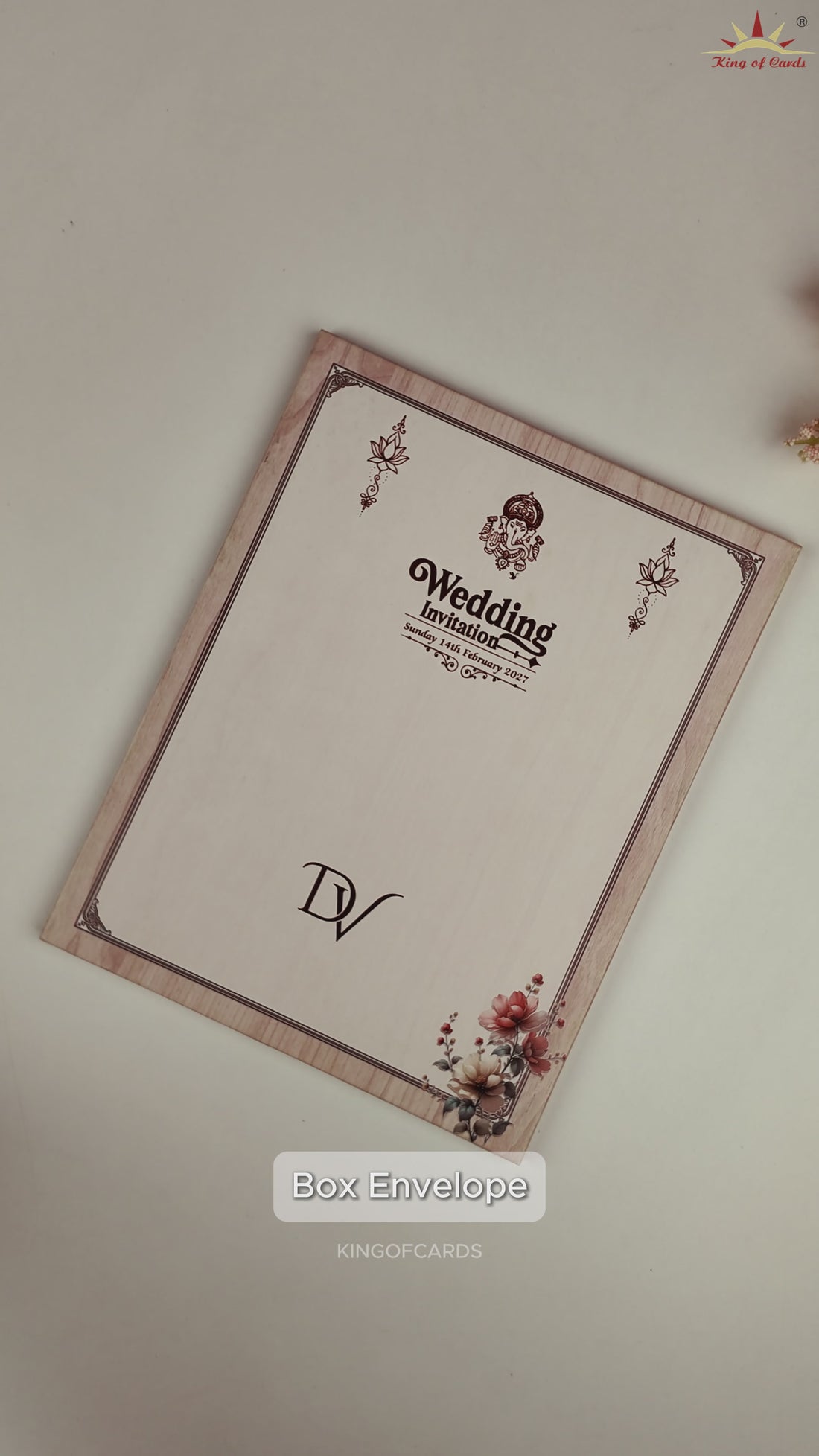 Cream Floral Door Style Wedding Invitation Card - KNKN6324