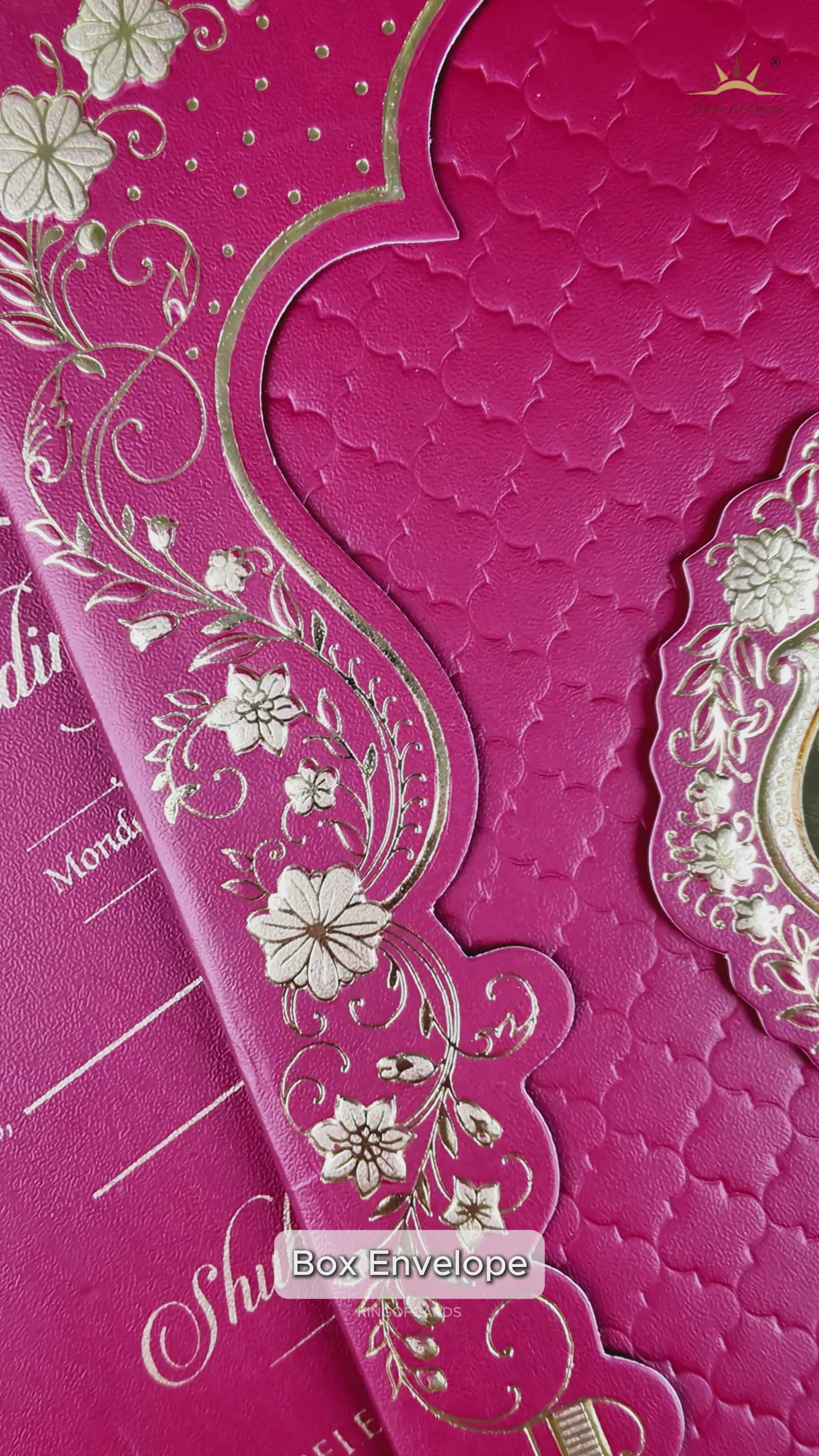 Red Frame Style Embossed Padded  Wedding Card-KRB09680