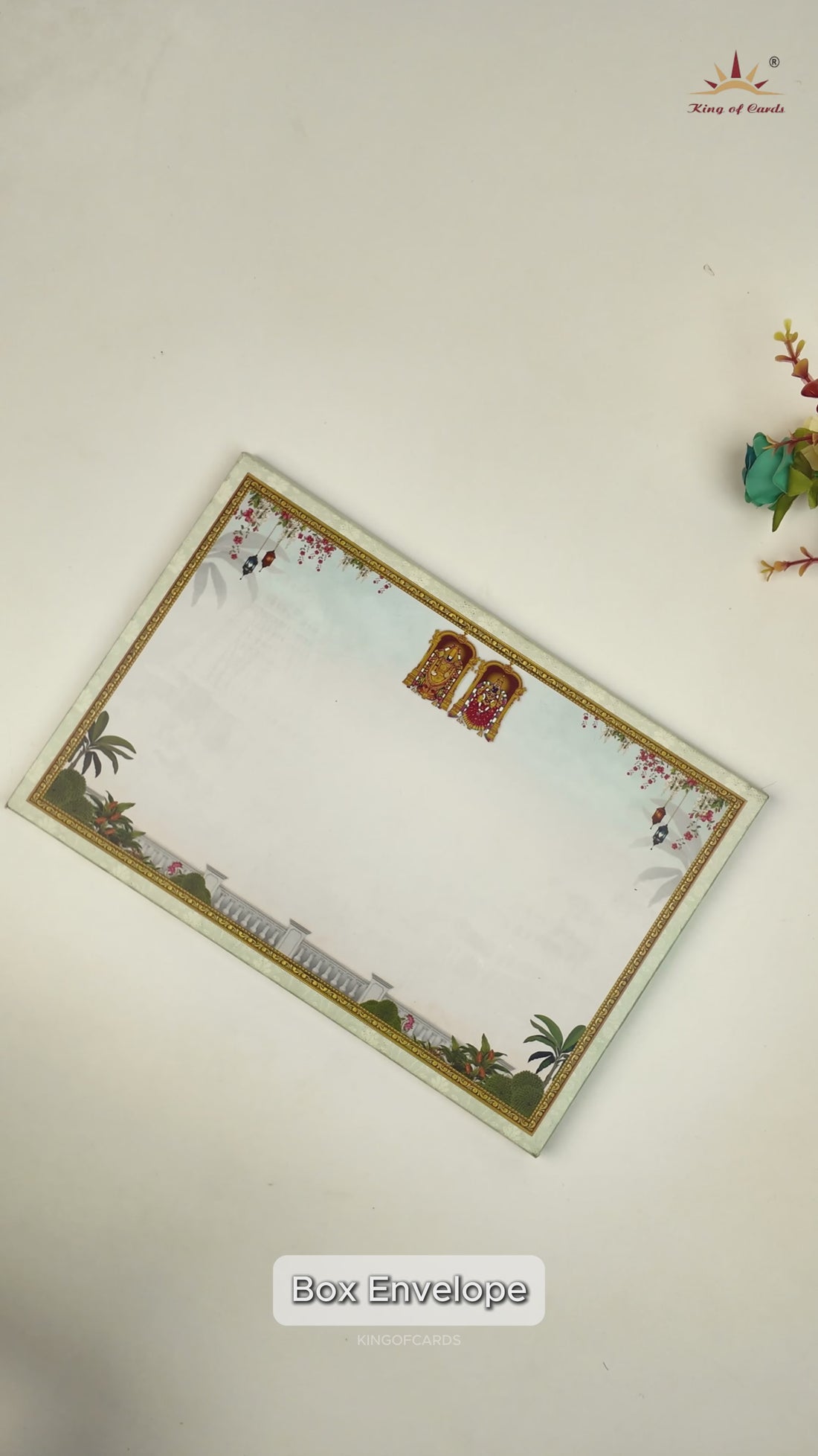 Green Padded Floral God Wedding Card-KNAK4703