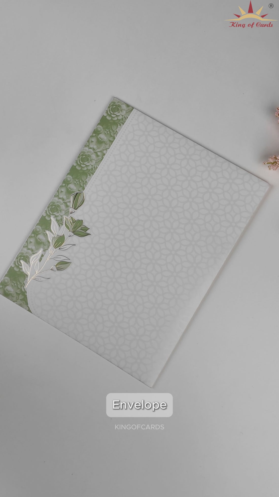 White Green Floral Wedding Card - KNJS2086G