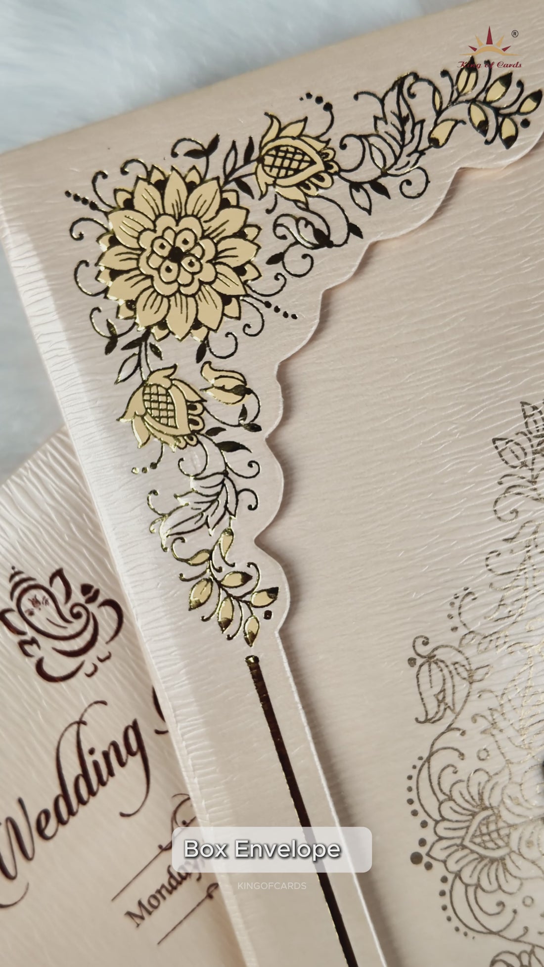 Cream Floral Frame Padded Wedding Card-KRB09671