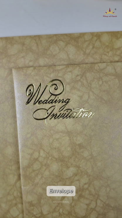 Metallic Gold Couple Wedding Card - KNKR035B