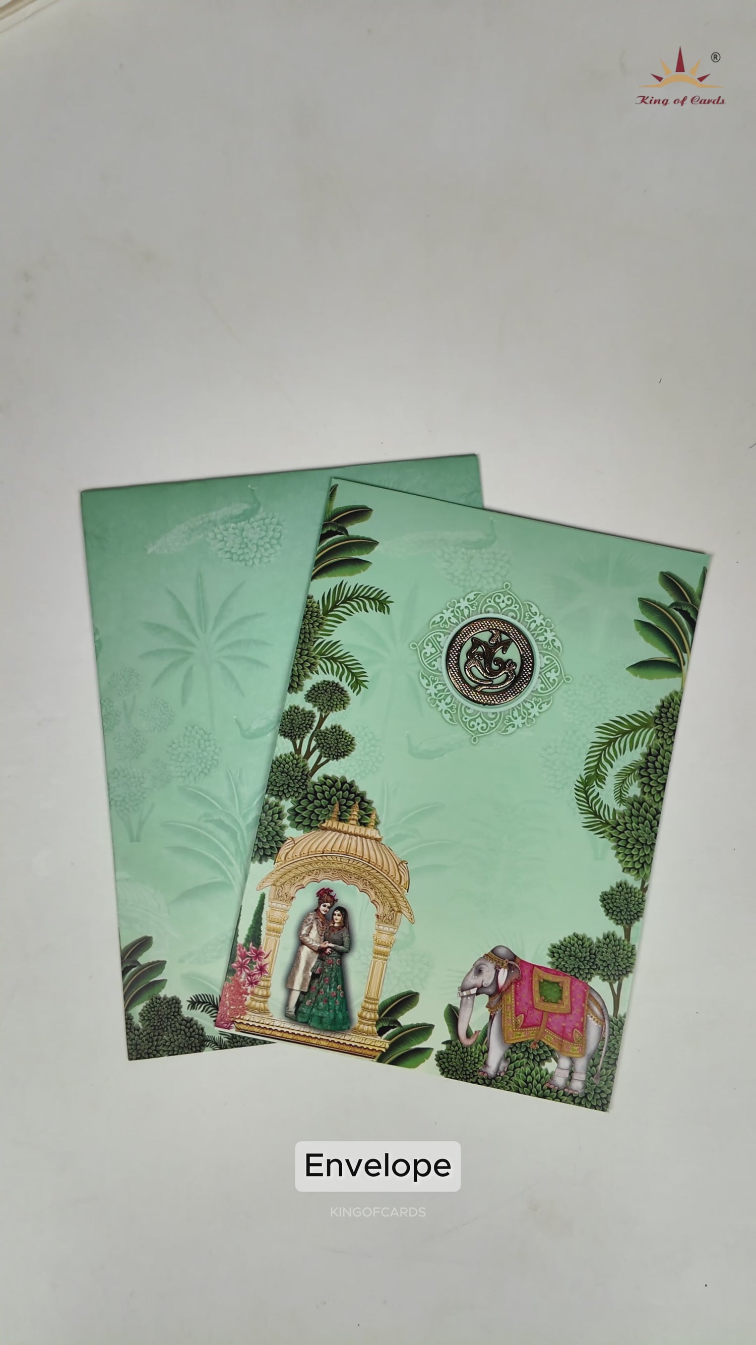 Green Bride and Groom Wedding Card-KNEP1611