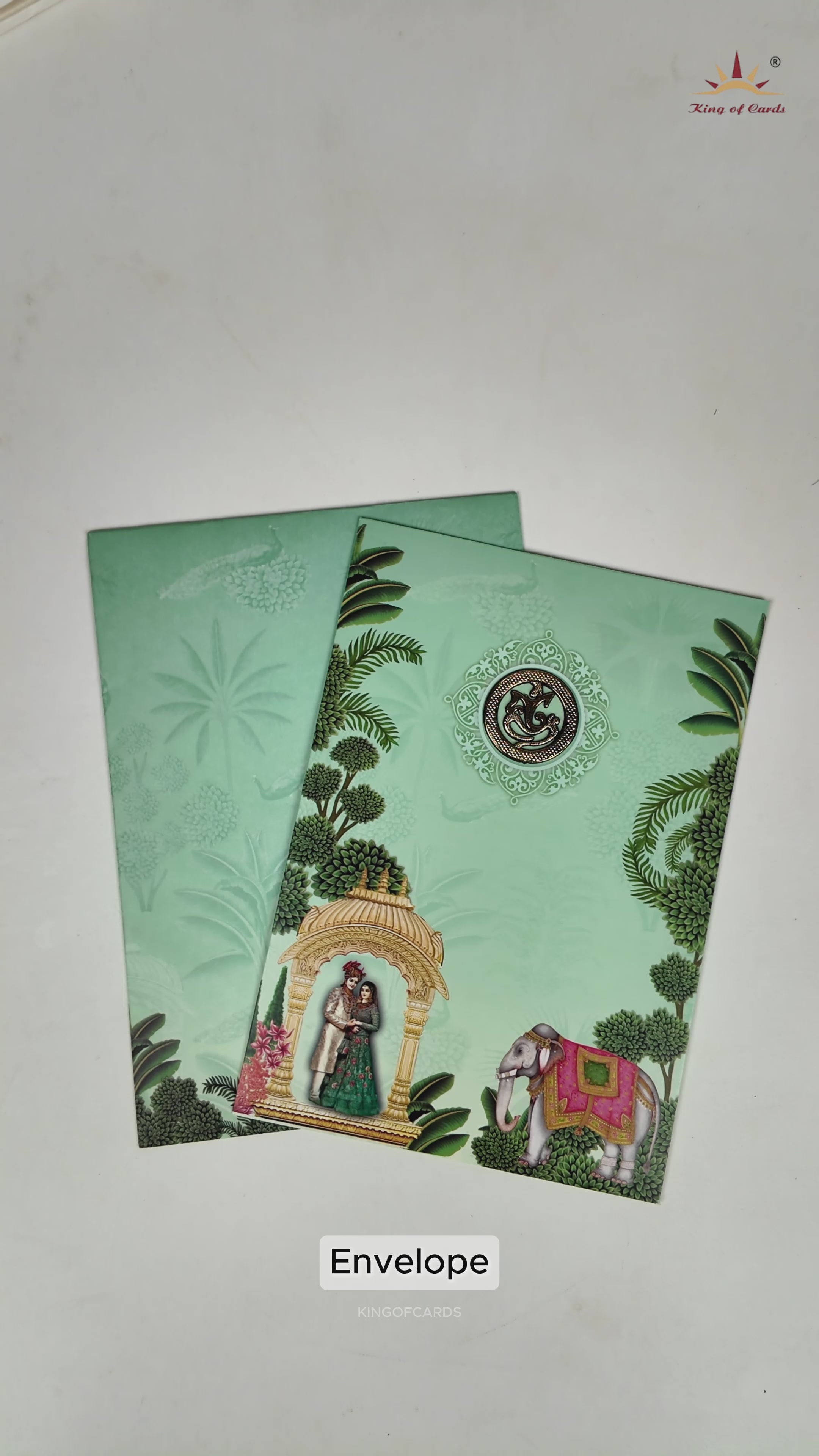 Green Bride and Groom Wedding Card-KNEP1611