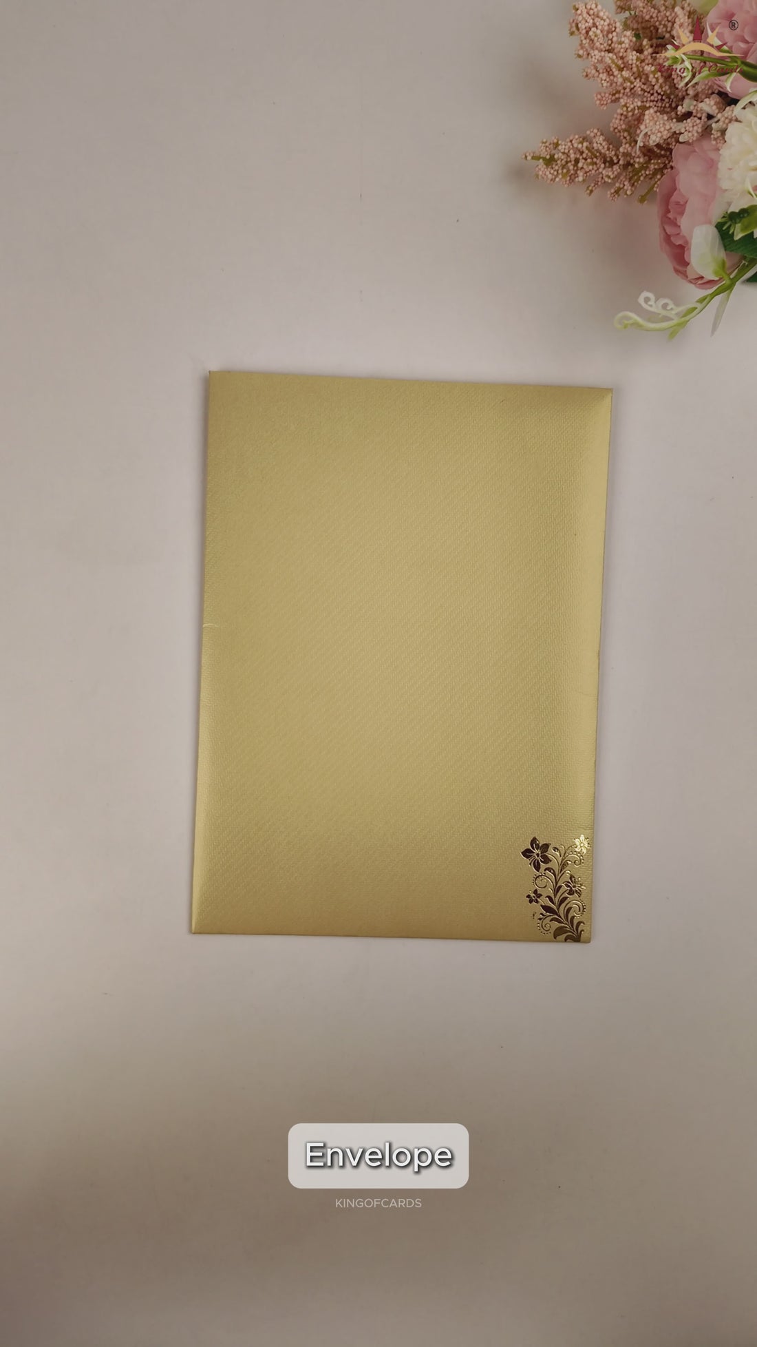 Sandal Floral Door Style Wedding Card - KNKTG049