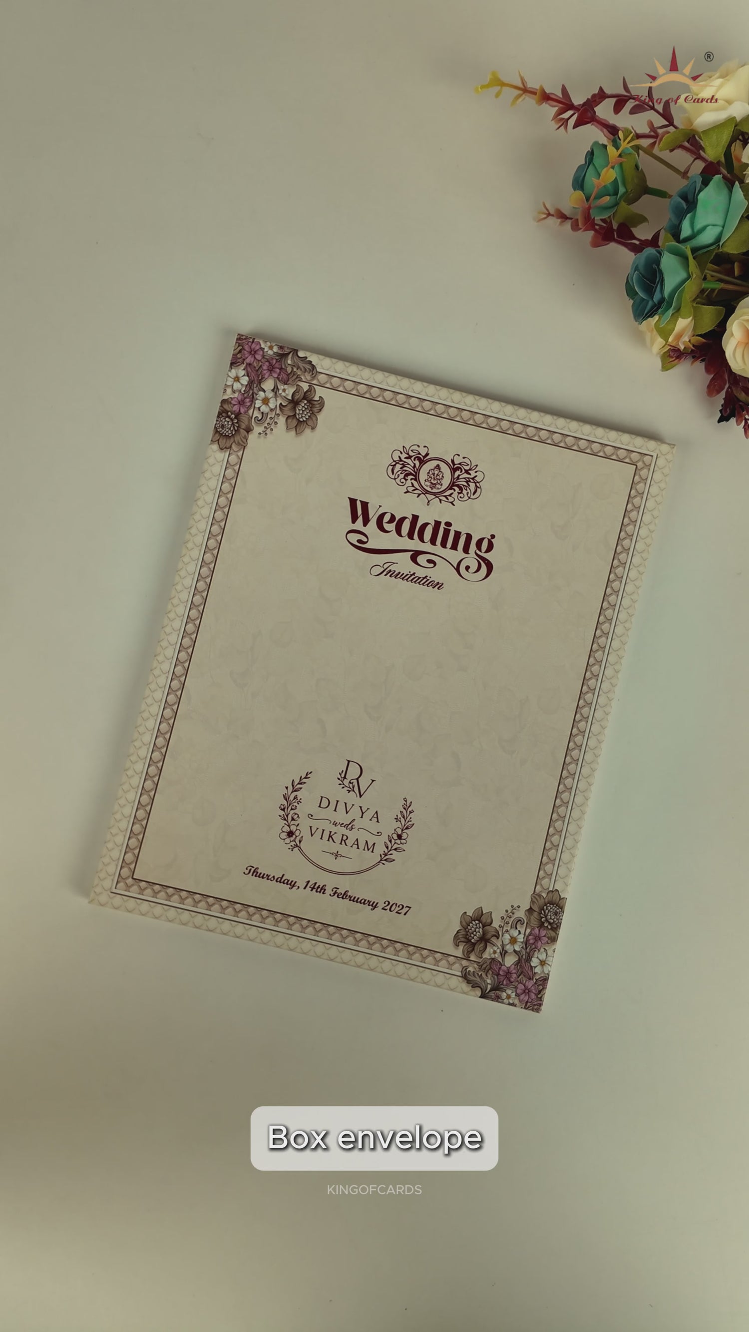 Brown Vintage Floral Pattern Wedding Card - KNKN6322