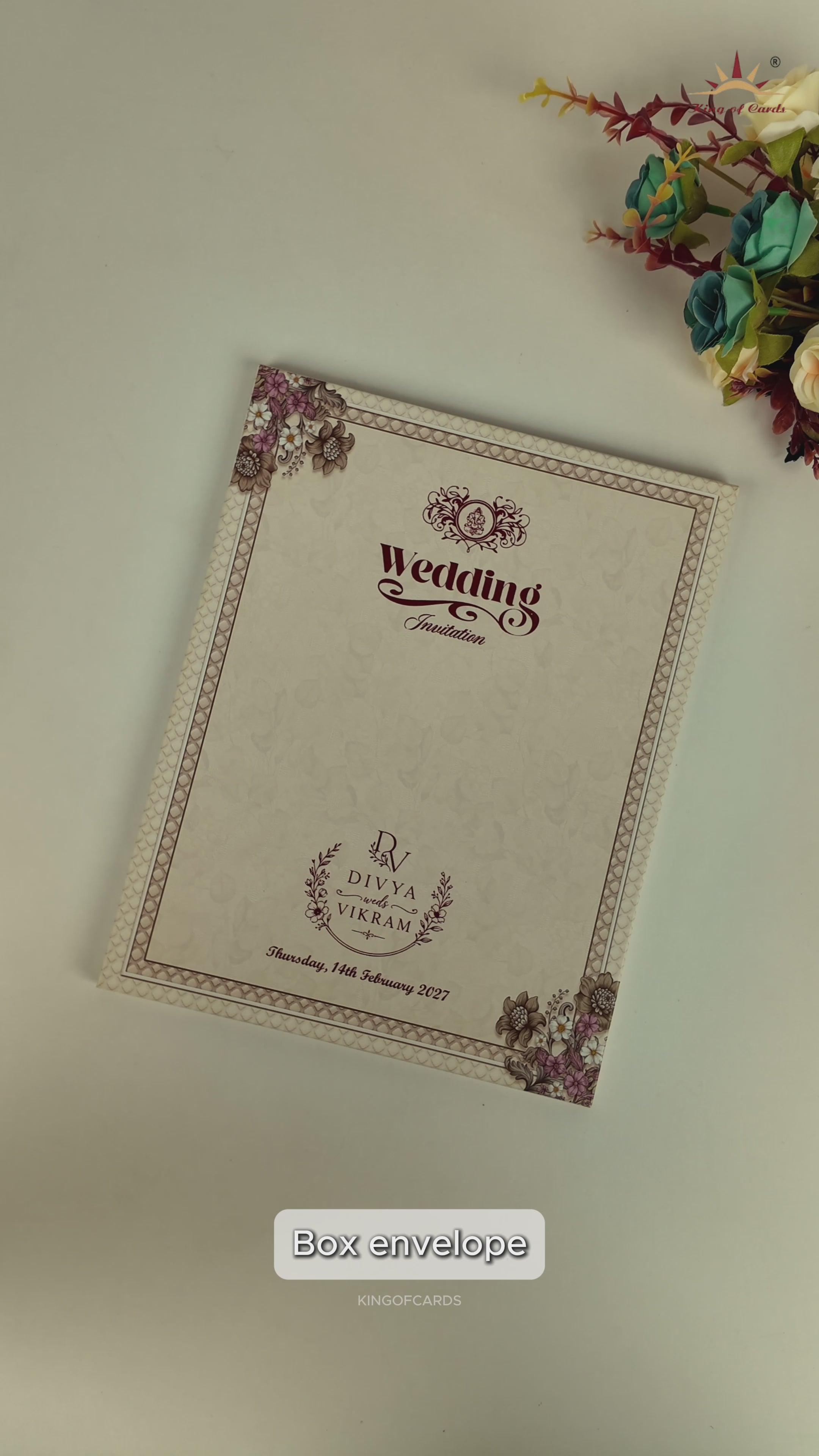Brown Vintage Floral Pattern Wedding Card - KNKN6322