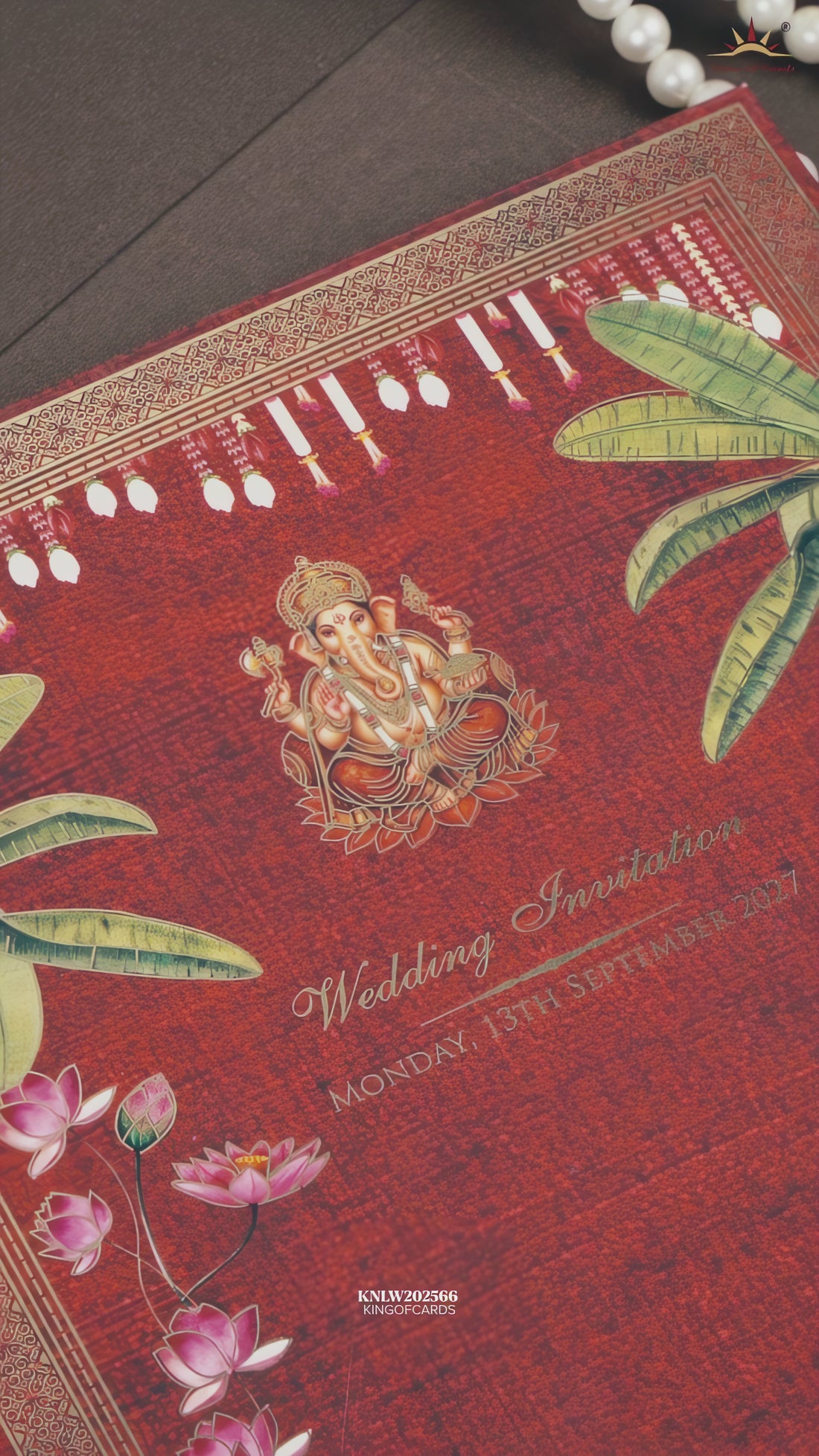 Red Premium South Indian Luxury Booklet-Style Wedding Invitation - KNLW202566