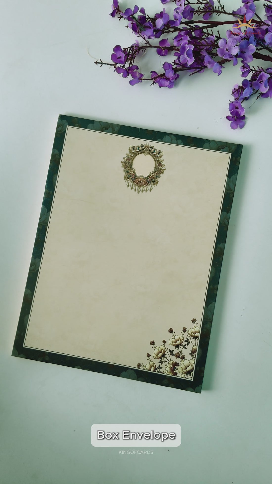 Navy Blue Floral Gatefold Wedding Card-KAK01090