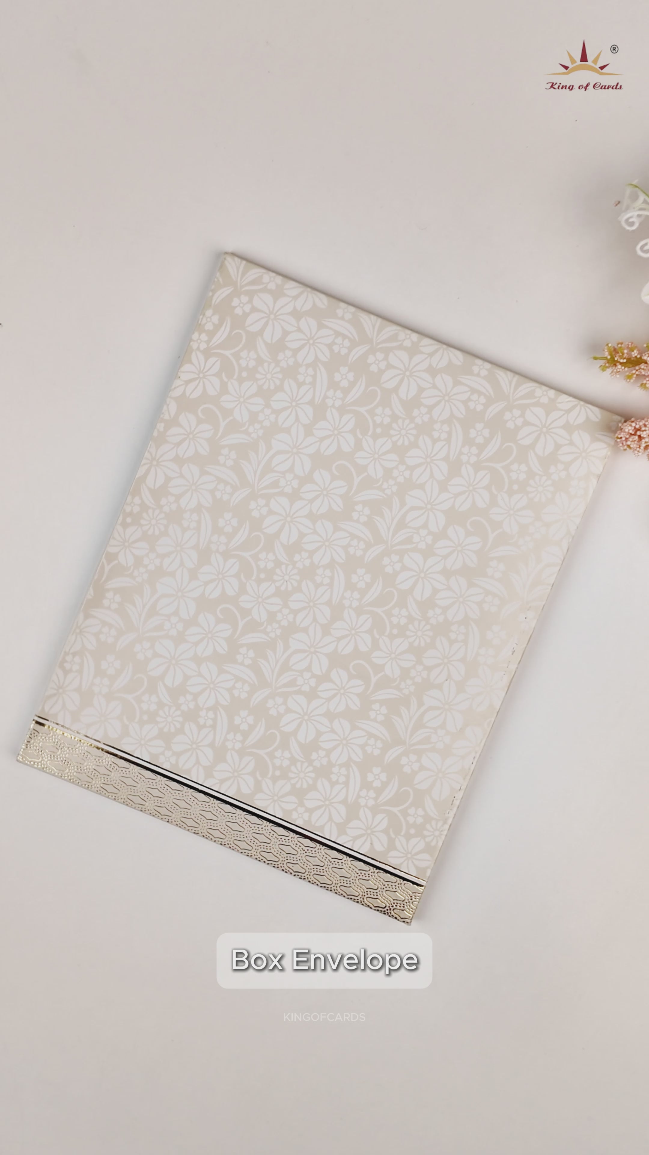 White Embossed Floral Box Wedding Card - KNK4107W