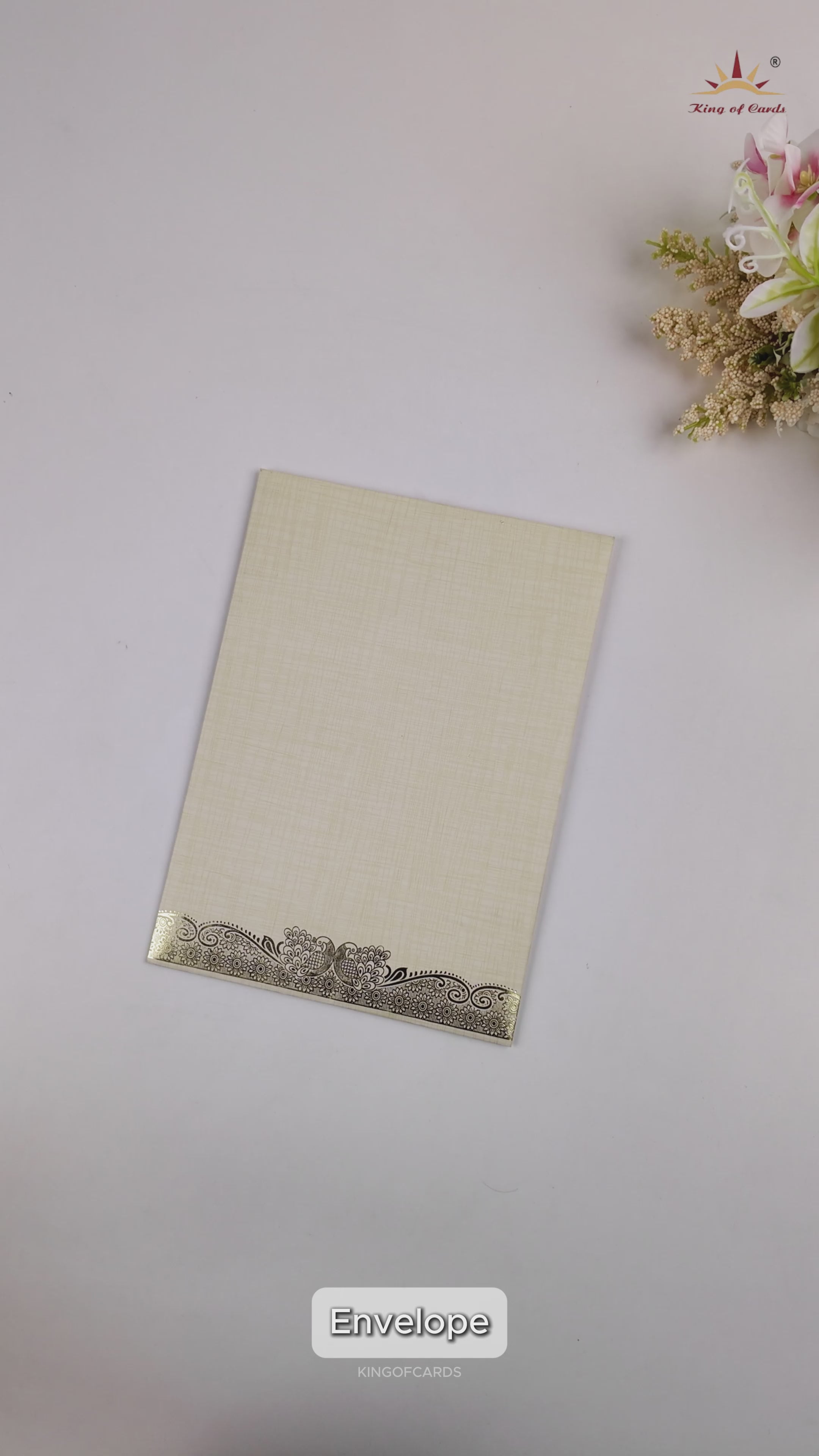 Cream Metallic Umbrella Ganesha Wedding Card - KNCP25SG