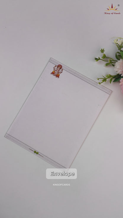 White Ganesha Royal Baraat Wedding Card - KNK1292