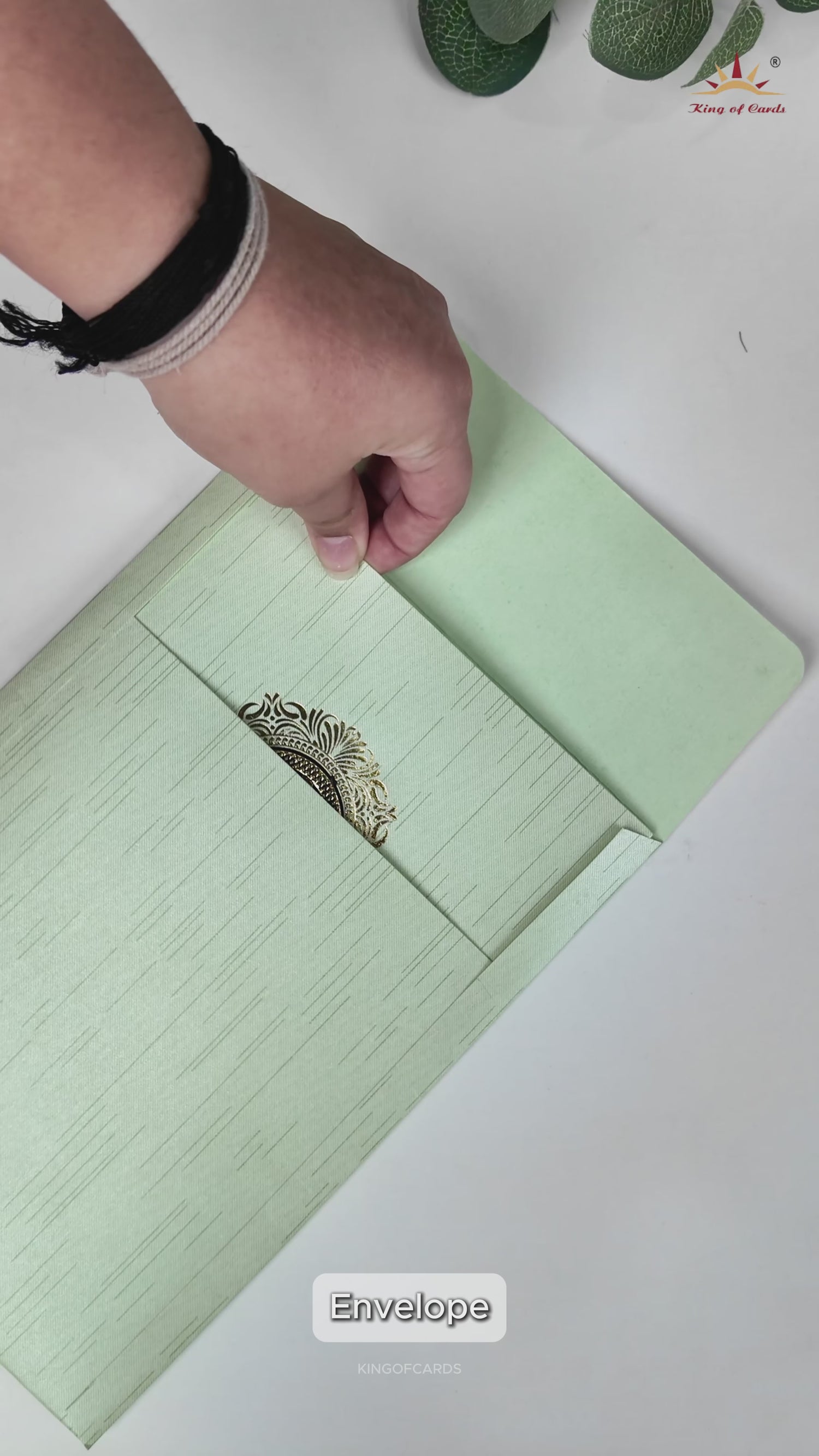 Green Gold Ganesha Wedding Card- KNKR044N