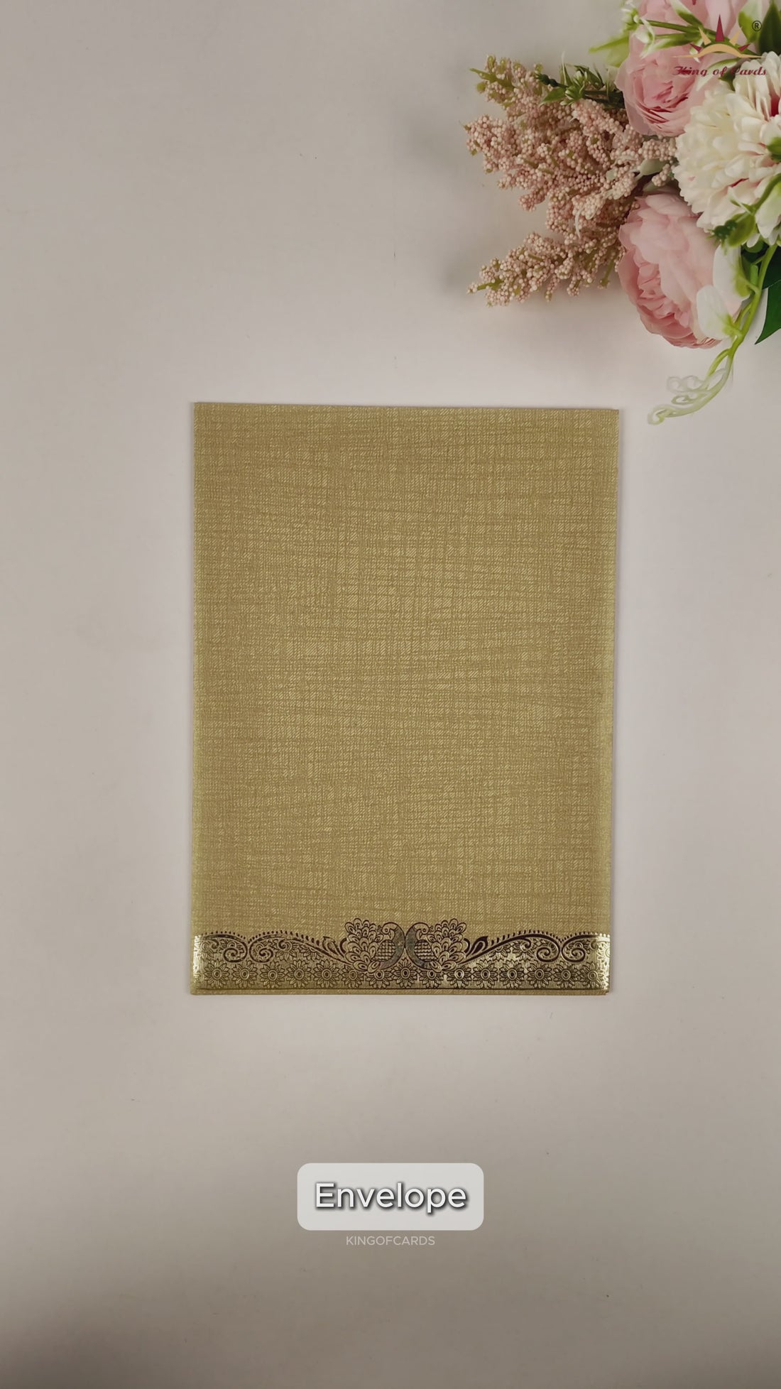 Brown Gold Floral Wedding Card - KNCM25NG
