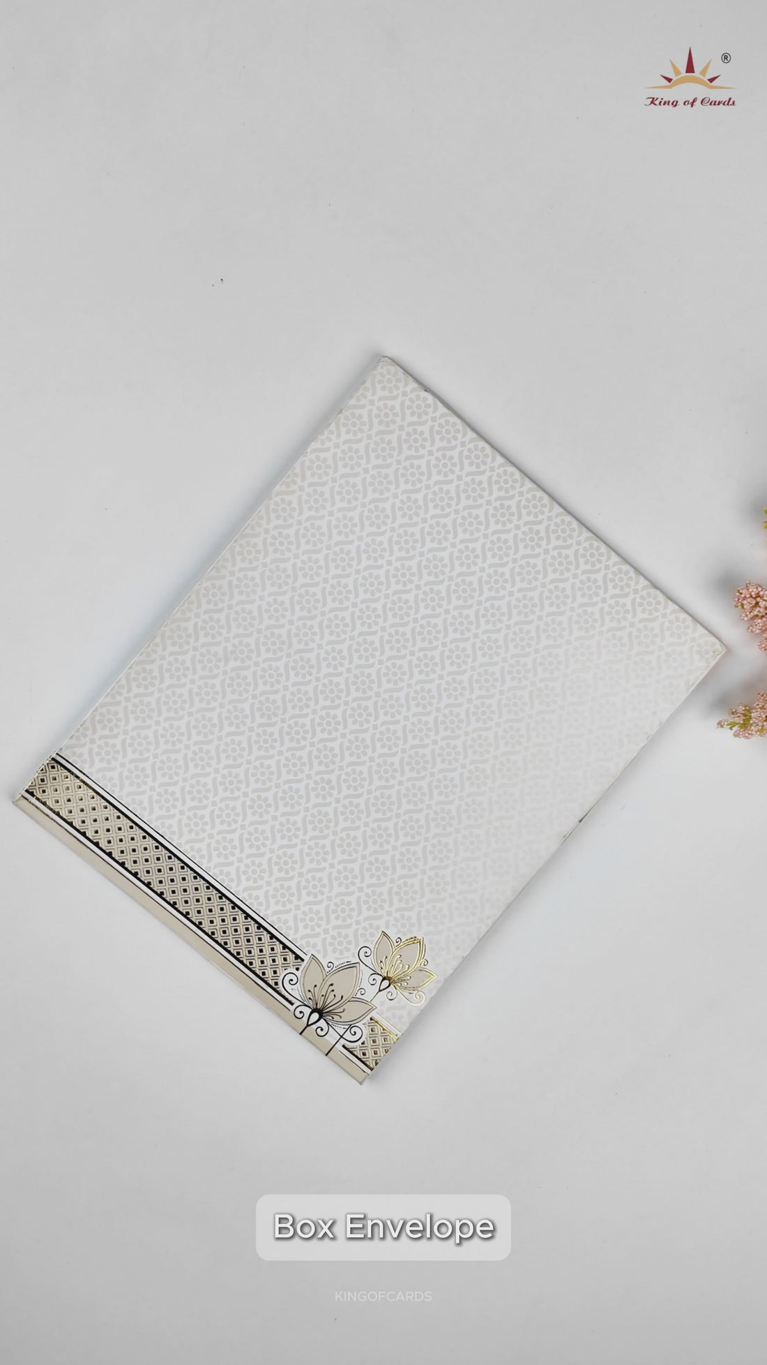 White Gold Floral Invitation Card-KNK4101W