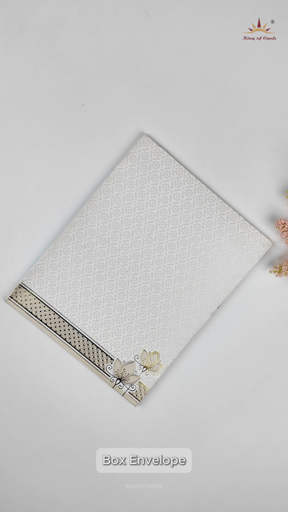 White Gold Floral Invitation Card-KNK4101W