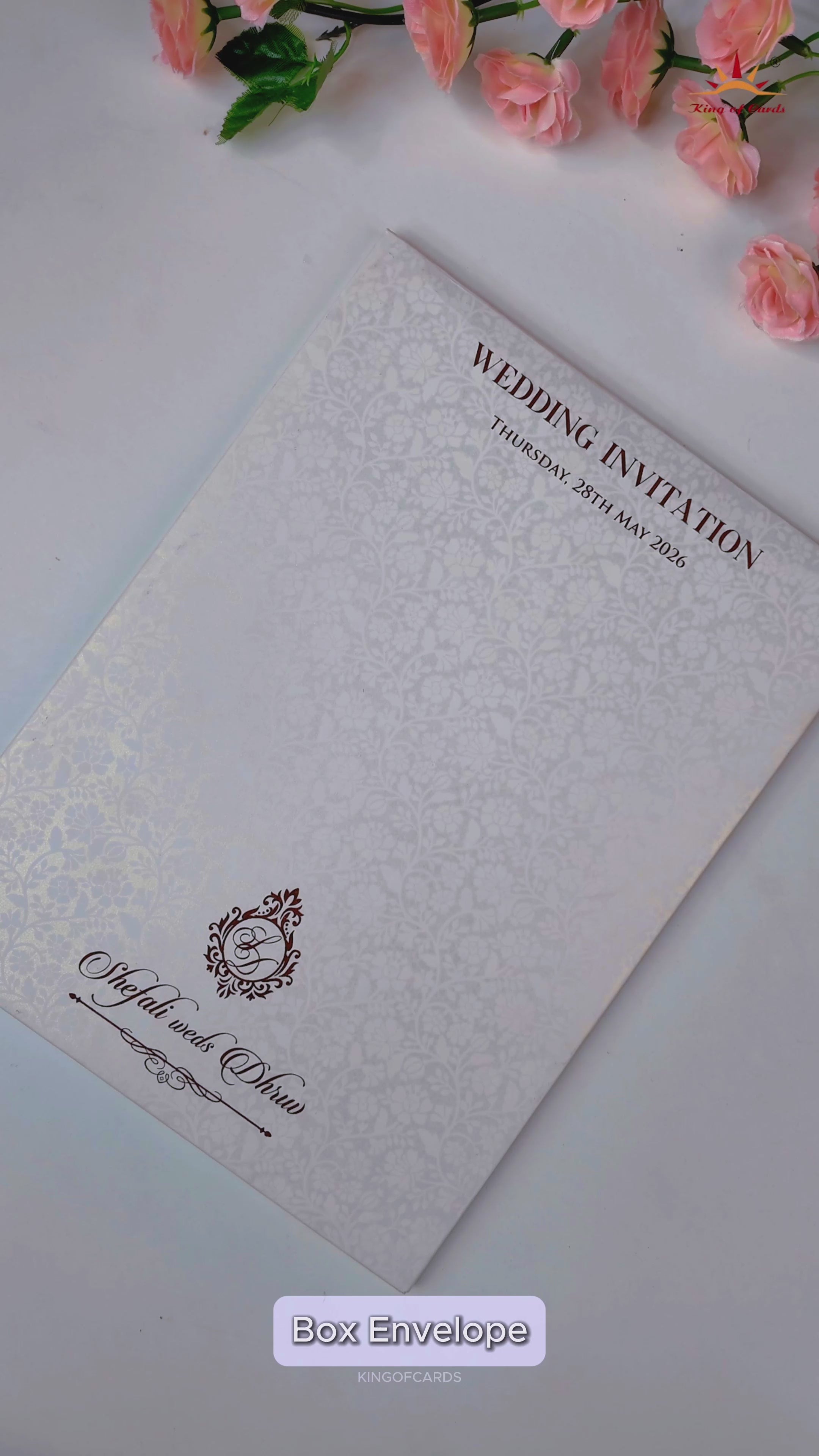 White Floral Arch Padded Wedding card-KRE28130