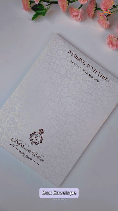 White Floral Arch Padded Wedding card-KRE28130