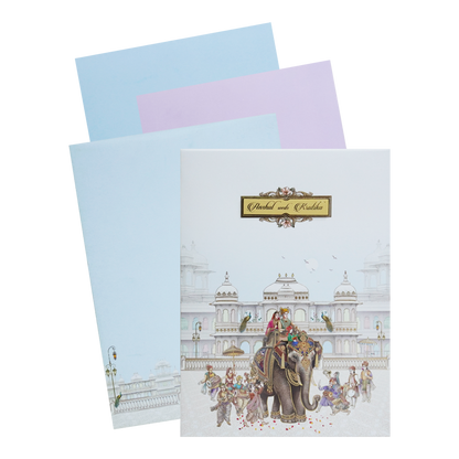 Celebrate in style with customized White Elephant Palace Padded Invitation. Order now! ?WhatsApp Support ?Express Delivery.