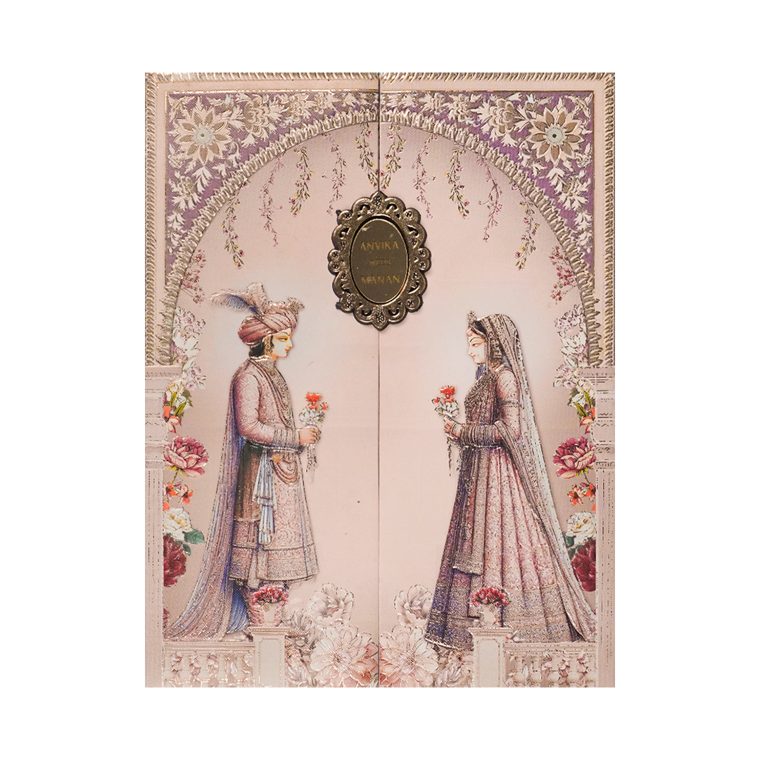 Bride Groom Arch Padded Wedding Card-KSSC2081