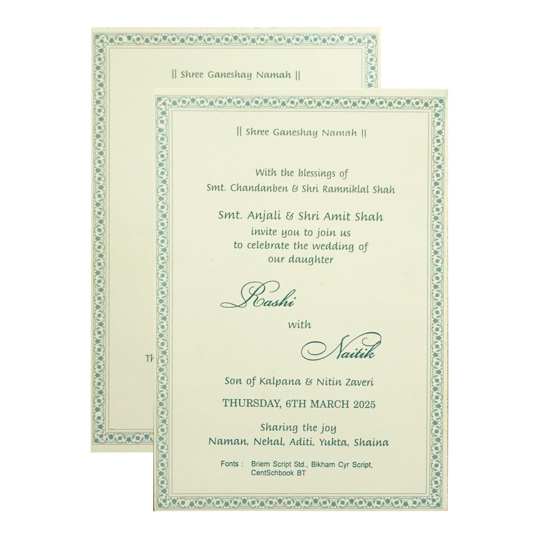 Light Blue Padded Wedding Card-KRC30650