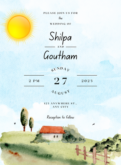 Green Watercolour Rustic Housewarming Invitation-EINK0070