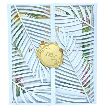 Sky Blue Premium Invitation In Floral Laser Cut Design-KNKYP002