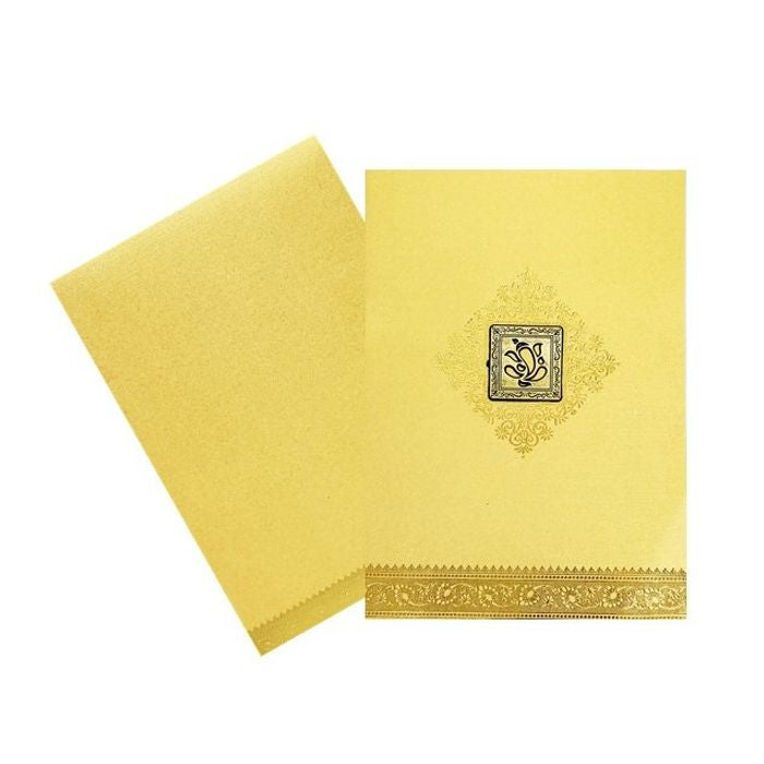 Gold Metallic Gold Foiling Lace Design With Square Ganesha-KNCM15GG-King of Cards