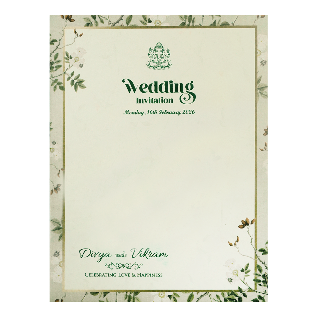 Grey Floral Monogram Wedding Card-KNTY6817
