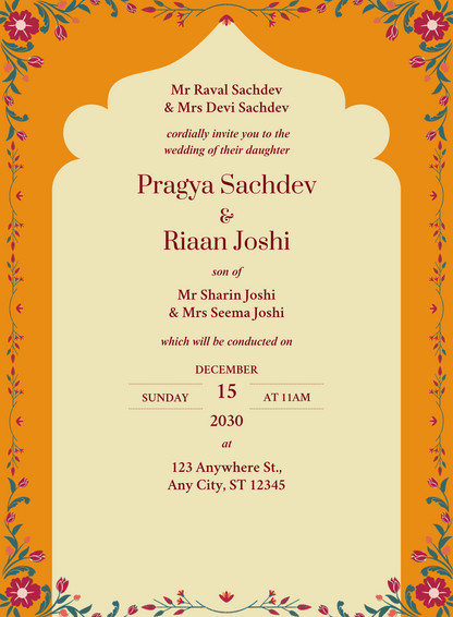 Orange Modern Indian Wedding Invitation-EINK0044