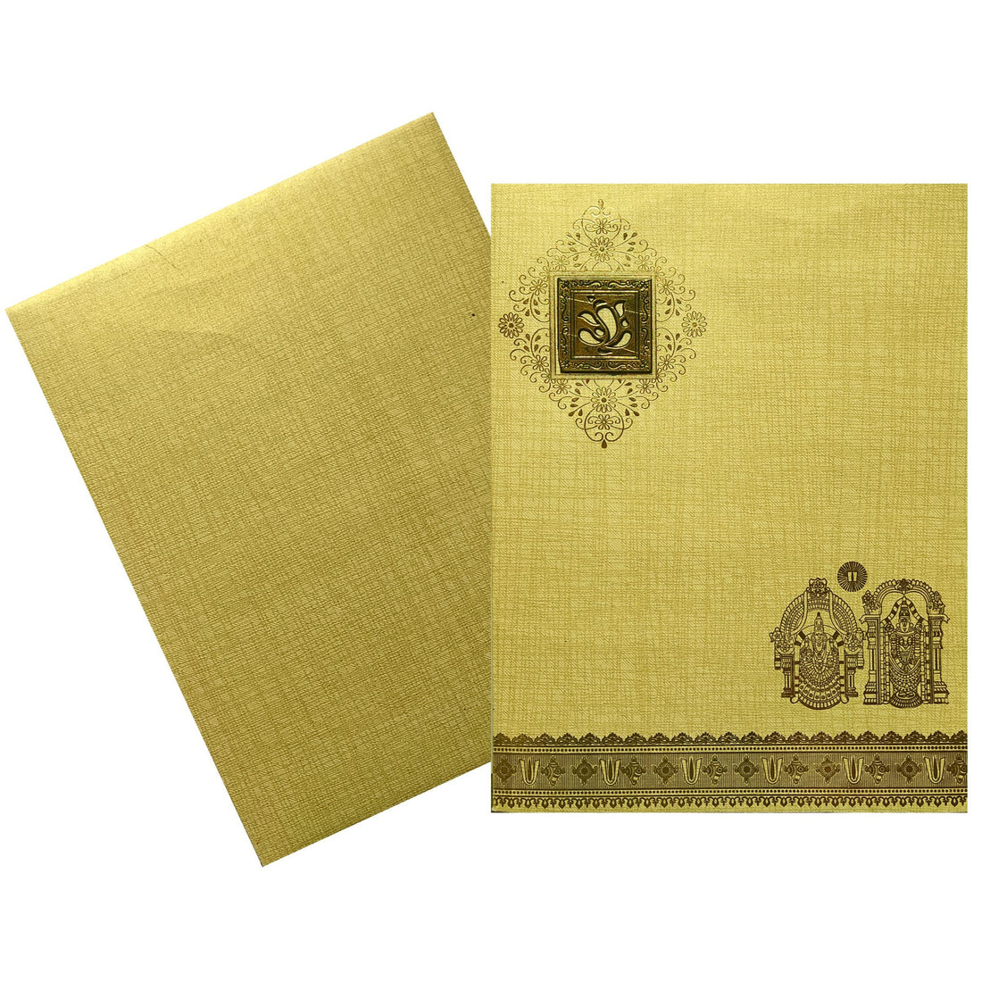 Gold Jumbo Metallic Balaji Padmavathi Design With Square Ganesha-KNK50133