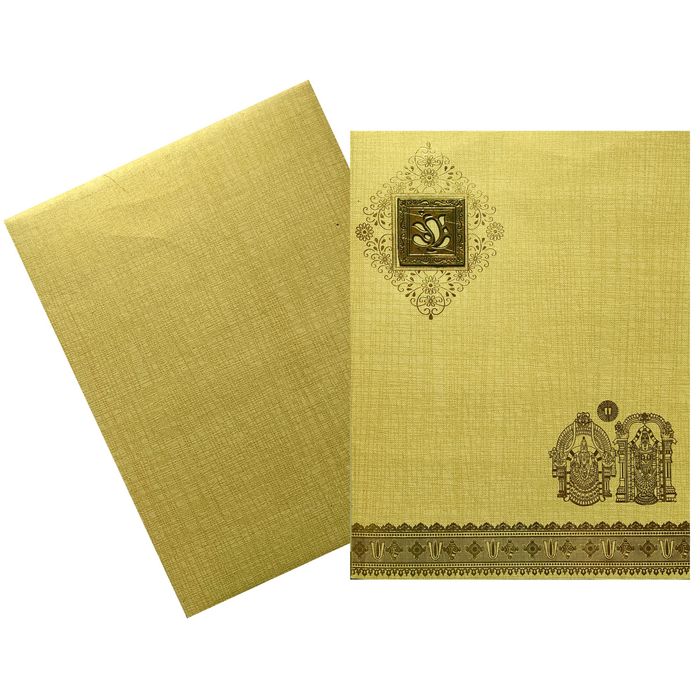 Gold Jumbo Metallic Balaji Padmavathi Design With Square Ganesha-KNK50133-King of Cards