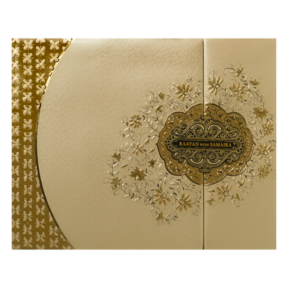 Check out Gold Floral Ornate Padded Wedding Card at best price. ✅WhatsApp Support ✅Express Delivery.|King of cards.