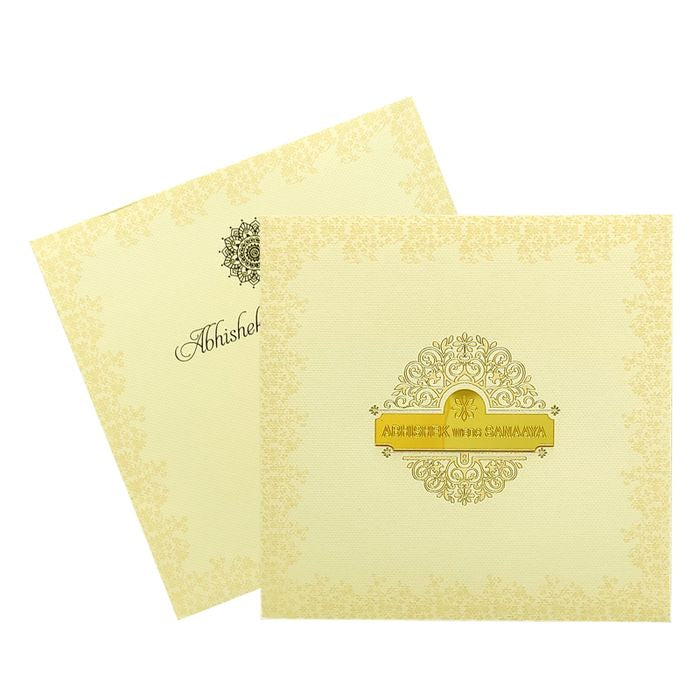Cream Padded Nameplate Invitation Card-King of Cards