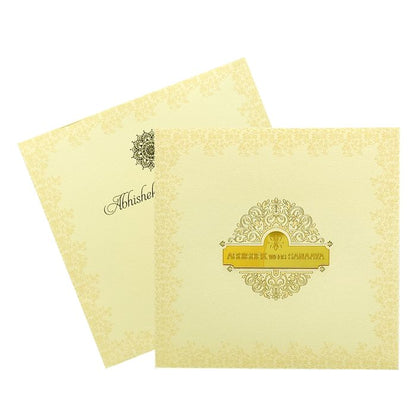 Cream Padded Nameplate Invitation Card-King of Cards
