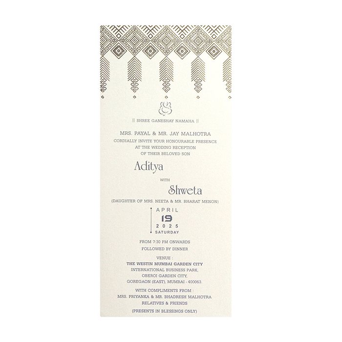 White Silver Single Sheet Invitation-King of Cards