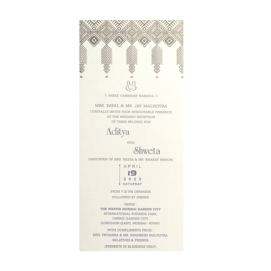 White Silver Single Sheet Invitation-KRCS7372