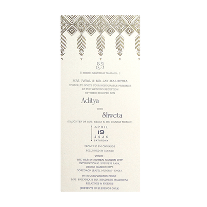 White Silver Single Sheet Invitation-KRCS7372