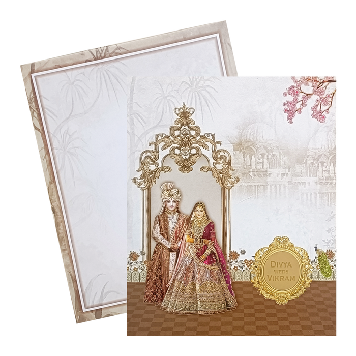 Beige  Bride And Groom Invitation Card-King of Cards