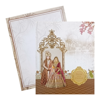 Beige  Bride And Groom Invitation Card-King of Cards