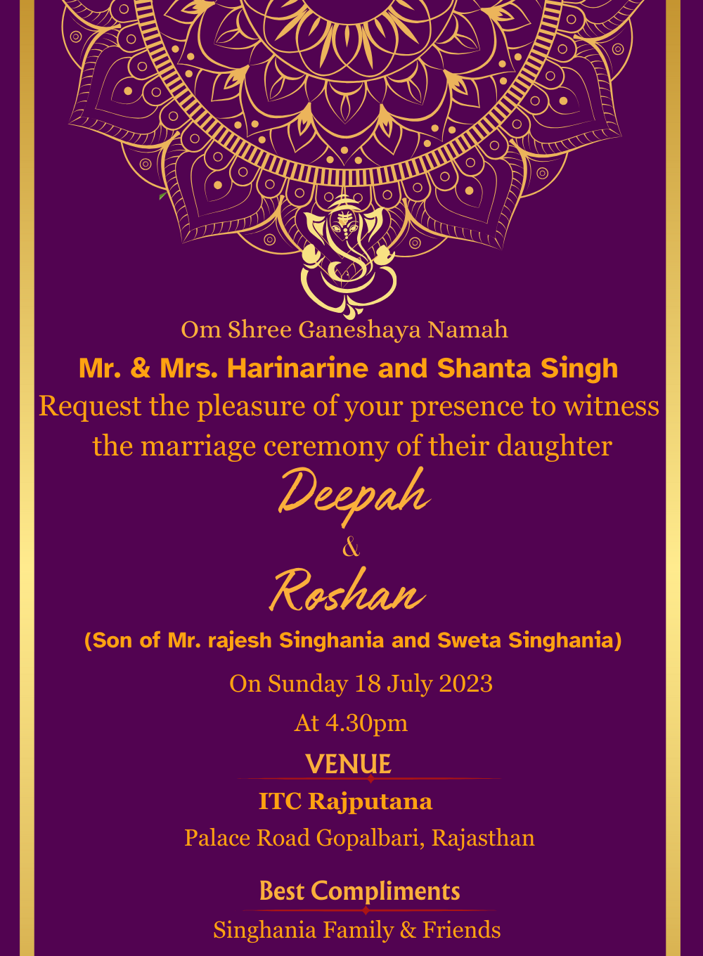 Purple Floral Rajasthani Wedding Invitation-AARWI008