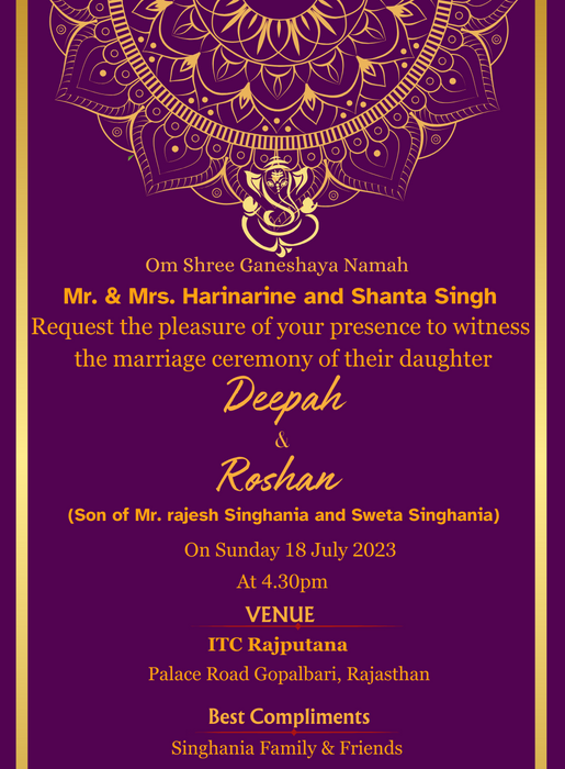 Purple Floral Rajasthani Wedding Invitation-AARWI008
