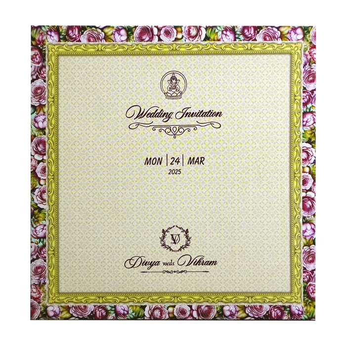 Blue Floral Rotating Wedding Invitation-King of Cards