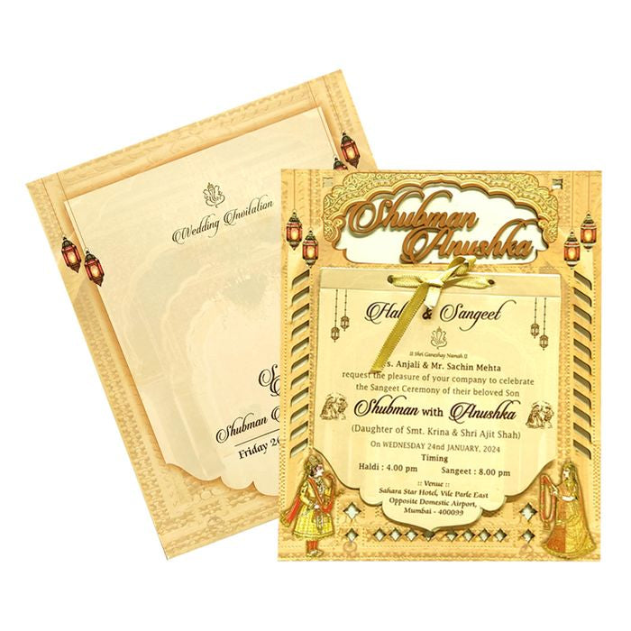 Cream Traditional Laser Cut Wedding Card-King of Cards