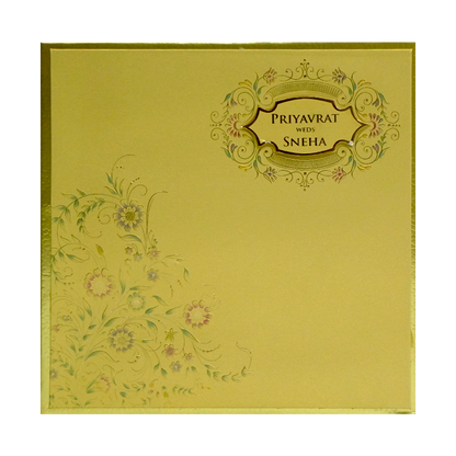 Golden Yellow Wedding Invitation Card-KAC05960